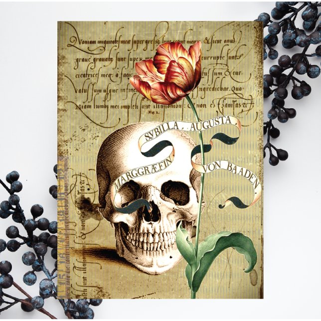 Steampunk Skull Floral Halloween Grußkarte (Von Creator hochgeladen)