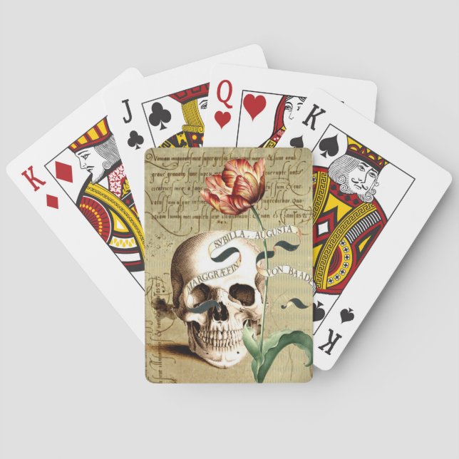 Steampunk Skull Floral Halloween Spielkarten (Rückseite)