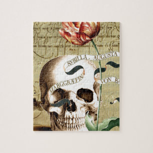 Steampunk Skull Floral Writing Halloween