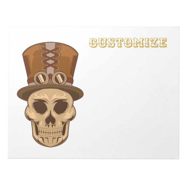 Steampunk Skull im Top Hat Thunder_Cove Journal Notizblock (Vorderseite)