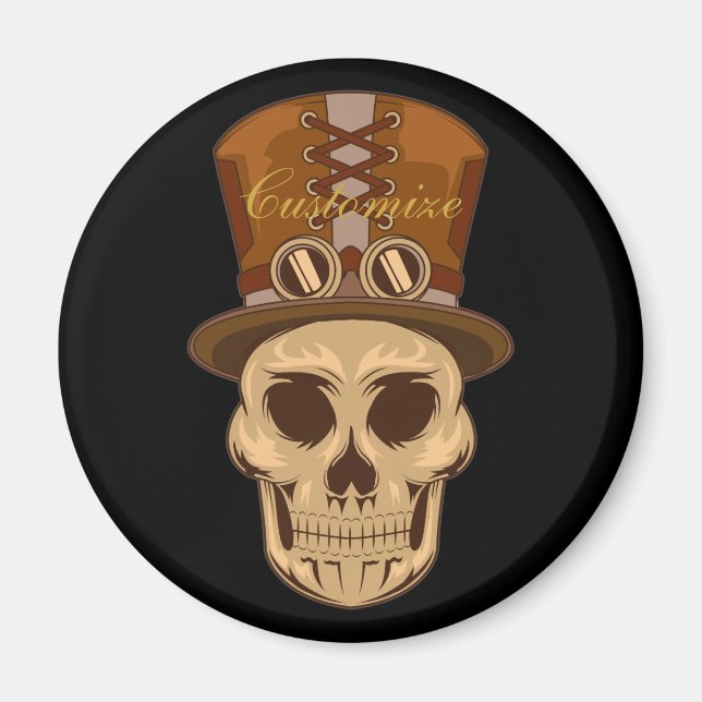 Steampunk Skull in Top Hat Thunder_Cove Magnet (Vorne)