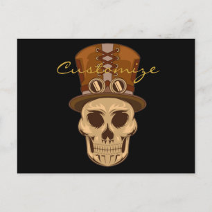 Steampunk Skull in Top Hat Thunder_Cove Postkarte