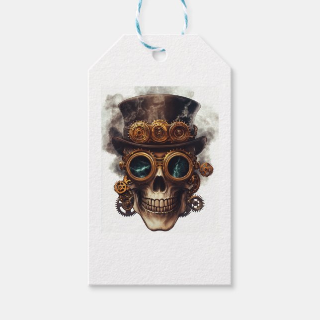 Steampunk Skull Motor Geschenkanhänger (Vorderseite)
