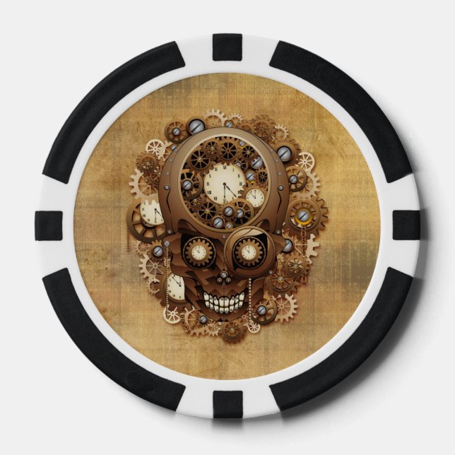 Steampunk Skull Vintag Style Poker_chips Pokerchips (Vorderseite)