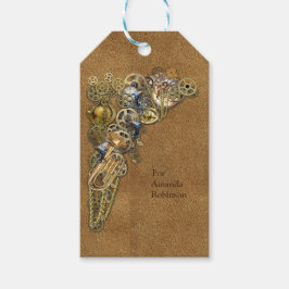 Steampunk-Skulpturen auf Wildleder Geschenkanhänger