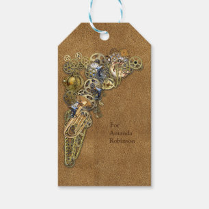 Steampunk-Skulpturen auf Wildleder Geschenkanhänger