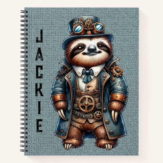 Steampunk Sloth - Anpassen Notizbuch (Vorderseite)