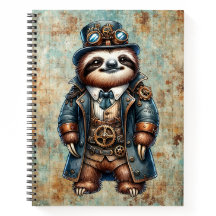 Steampunk Sloth Spiral Notebook