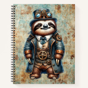 Steampunk Sloth Spiral Notebook Notizbuch