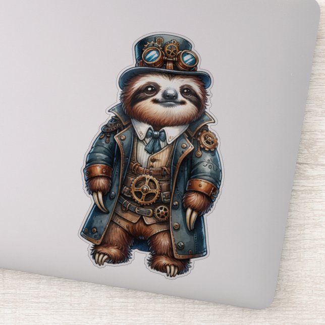 Steampunk Sloth Transparenter Aufkleber (Detail)