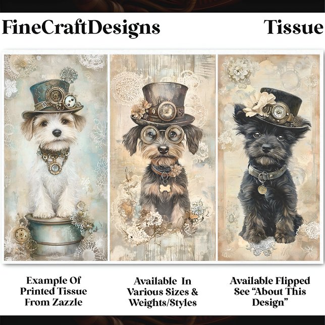 Steampunk Small Niedlich Dog Portraits DK9L Decoup Seidenpapier (Von Creator hochgeladen)