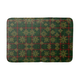 Steampunk Snowflake Rot und Grüner Tartan Badematte