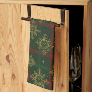 Steampunk Snowflake Rot und Grüner Tartan Geschirrtuch