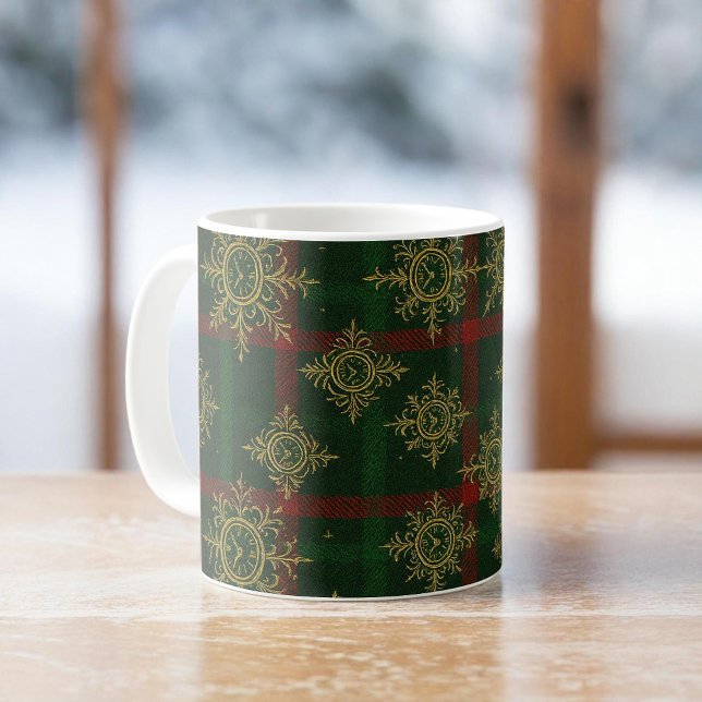 Steampunk Snowflake Rot und Grüner Tartan Kaffeetasse (Von Creator hochgeladen)