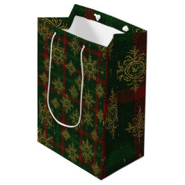 Steampunk Snowflake Rot und Grüner Tartan Mittlere Geschenktüte