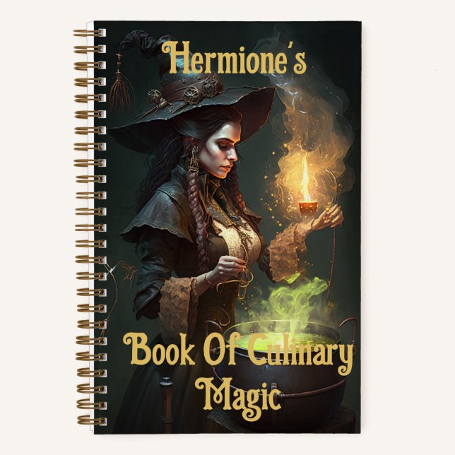 Steampunk Sorceress Cutomisable Rezept Notebook Notizbuch (Vorderseite)