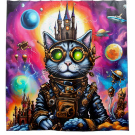 Steampunk Space Cat I Duschvorhang