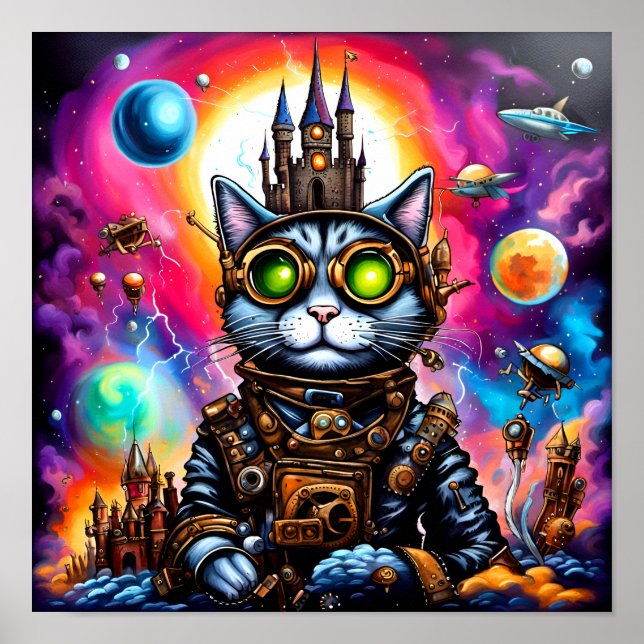 Steampunk Space Cat I Poster (Vorne)