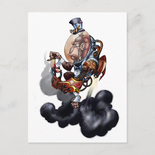 Steampunk Space Chimp Postkarte (Vorderseite)