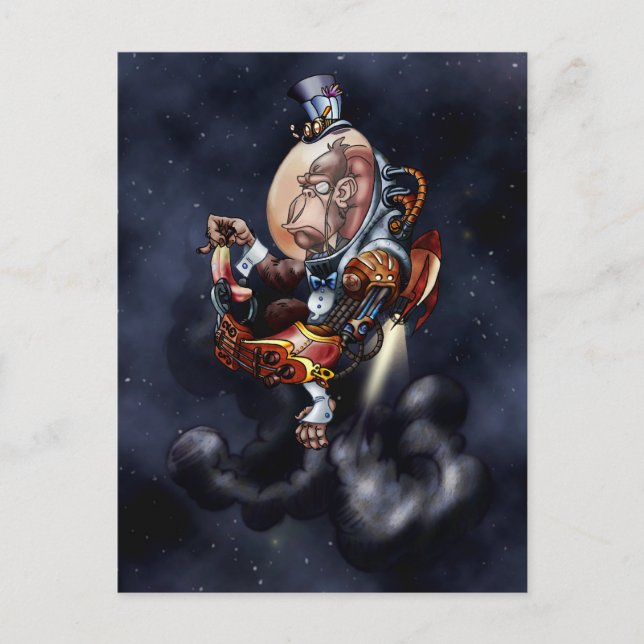 Steampunk Space Chimp Postkarte (Vorderseite)