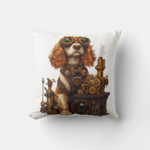 Steampunk Spaniel - Viktorianischer Hundeerfinder Kissen