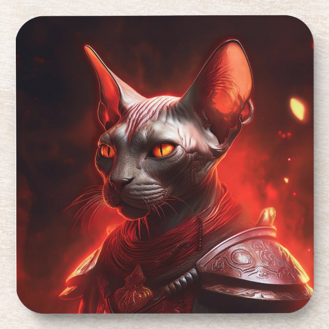 Steampunk-Sphinx-Katzenkrieger sieht wild aus Getränkeuntersetzer (Vorderseite)
