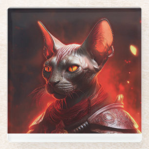 Steampunk-Sphinx-Katzenkrieger sieht wild aus Glasuntersetzer