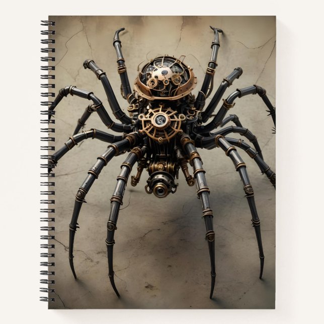 Steampunk Spider Bullet Line Rezept Notebook Notizbuch (Vorderseite)