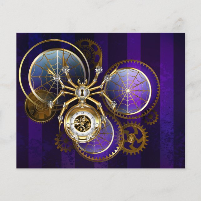 Steampunk Spider im Lila Hintergrund (Vorderseite)