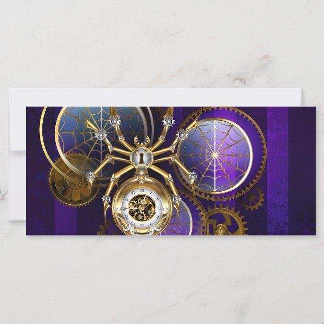 Steampunk Spider im Lila Hintergrund (Vorderseite)