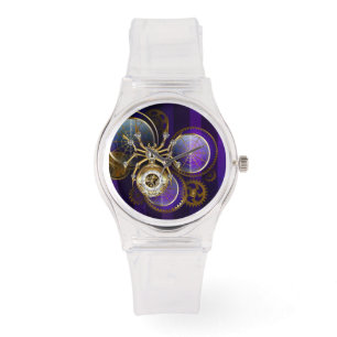 Steampunk Spider im Lila Hintergrund Armbanduhr