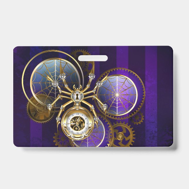 Steampunk Spider im Lila Hintergrund Ausweis (Front)