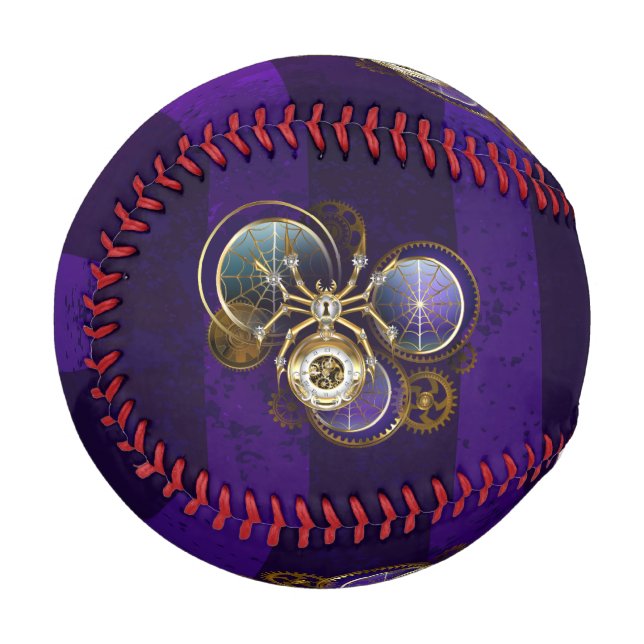 Steampunk Spider im Lila Hintergrund Baseball (Vorderseite Links)