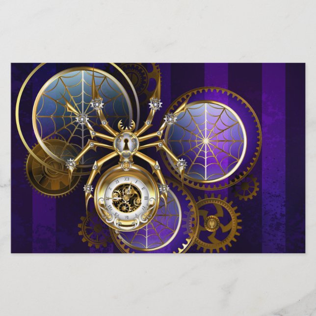 Steampunk Spider im Lila Hintergrund Briefpapier (Vorderseite)