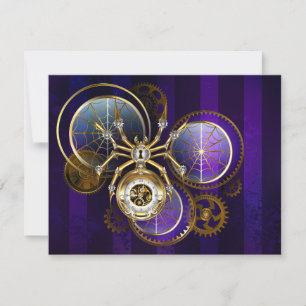 Steampunk Spider im Lila Hintergrund Einladung