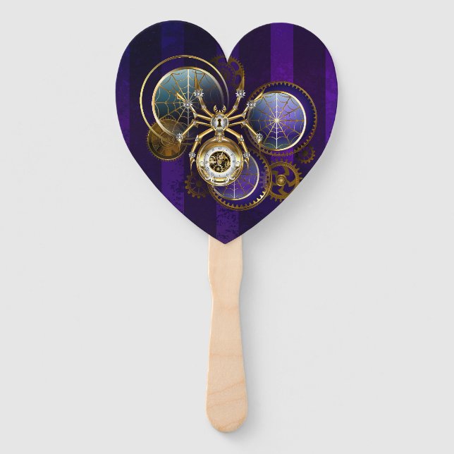 Steampunk Spider im Lila Hintergrund Fächer (Vorderseite)