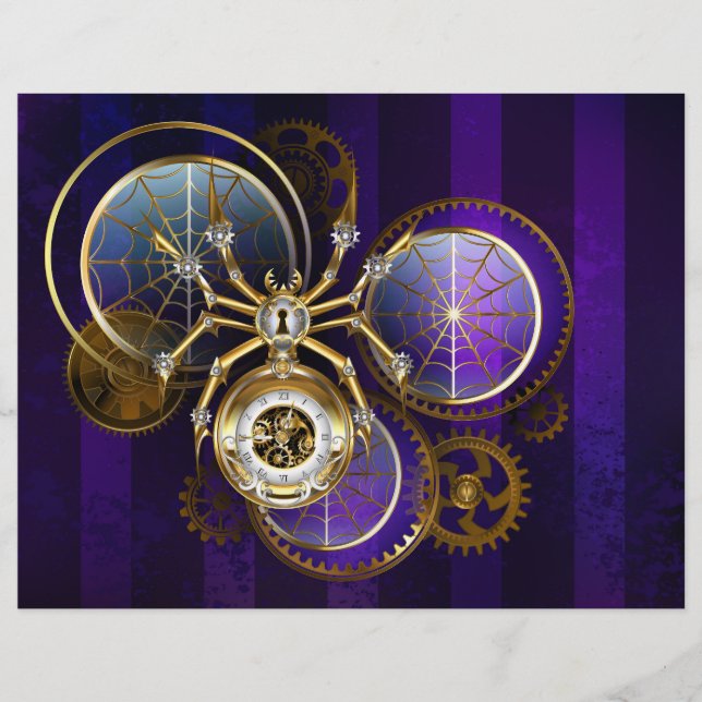 Steampunk Spider im Lila Hintergrund Flyer (Vorne)