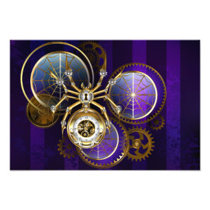 Steampunk Spider im Lila Hintergrund Fotodruck