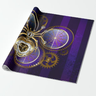 Steampunk Spider im Lila Hintergrund Geschenkpapier