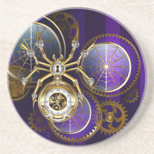 Steampunk Spider im Lila Hintergrund Getränkeuntersetzer