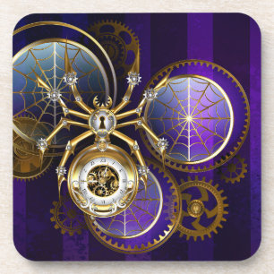 Steampunk Spider im Lila Hintergrund Getränkeuntersetzer