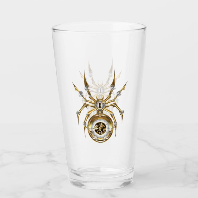 Steampunk Spider im Lila Hintergrund Glas (Vorderseite)