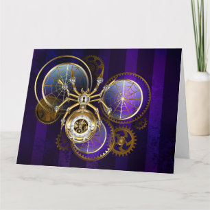 Steampunk Spider im Lila Hintergrund Karte