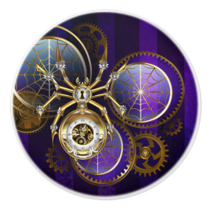 Steampunk Spider im Lila Hintergrund Keramikknauf