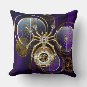 Steampunk Spider im Lila Hintergrund Kissen