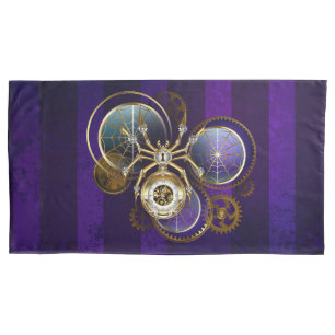 Steampunk Spider im Lila Hintergrund Kissenbezug