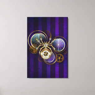 Steampunk Spider im Lila Hintergrund Leinwanddruck