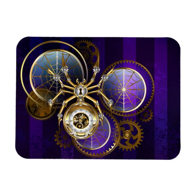 Steampunk Spider im Lila Hintergrund Magnet (Horizontal)