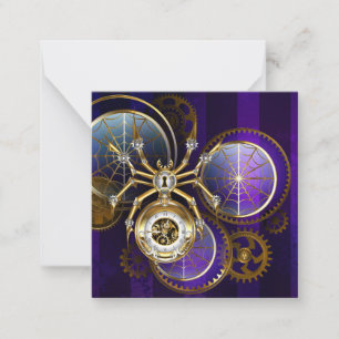 Steampunk Spider im Lila Hintergrund Mitteilungskarte