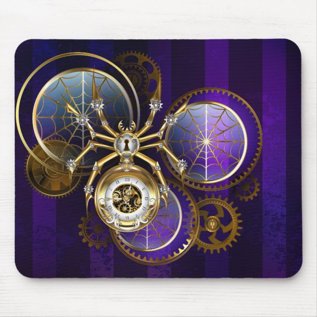 Steampunk Spider im Lila Hintergrund Mousepad (Vorne)